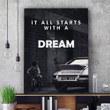 Merry Christmas & Happy New Year Inspirational & Motivational Art Unique It All Starts With A Dream Office Decor - Canvas Print Home Decor
