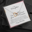 Happy Sweet 16 Birthday Gifts 2023 Double Heart Necklace With Meaning Message Card, Best Gift Ideas To My Daughter
