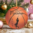 Personalized Basketball Lovers Ornament Christmas Circle Ceramic Ornament - Customized Christmas Gift For Kids