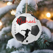 Personalized Soccer Lovers Ornament Christmas Circle Ceramic Ornament - Customized Christmas Gift For Kids