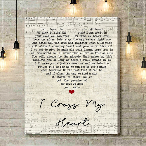 George Strait I Cross My Heart Script Heart Song Lyric Art Print - Canvas Print Wall Art Home Decor
