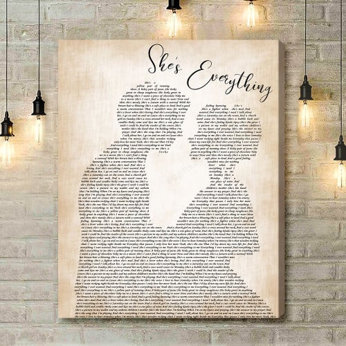 Brad Paisley She_s Everything Man Lady Bride Groom Wedding Song Lyric Quote Music Art Print - Canvas Print Wall Art Home Decor
