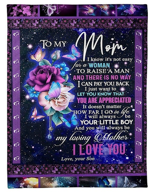 Mother's Day Gift Ideas Custom Name I Will Always Your Little Boy Great Gift From Son To Mom Butterfly Blanket - Personalized Fleece Blanket