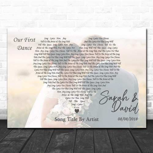 Full Page Landscape Customized Photo First Dance Wedding Any Song Lyric Art Print - Canvas Print Wall Art Home Decor