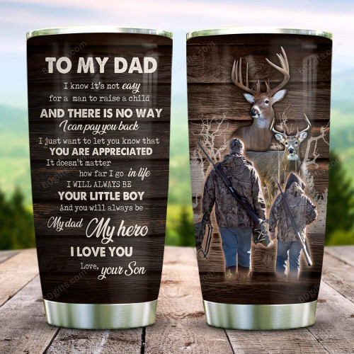Personalized Gift Deer Hunting Dad With His Son Customized Stainless Steel Tumbler