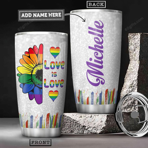 Personalized Gift LGBT Love Is Love Customized Stainless Steel Tumbler
