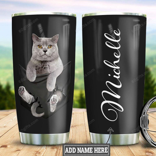 Personalized Gift Personalized British Shorthair Cat Pocket Customized Stainless Steel Tumbler