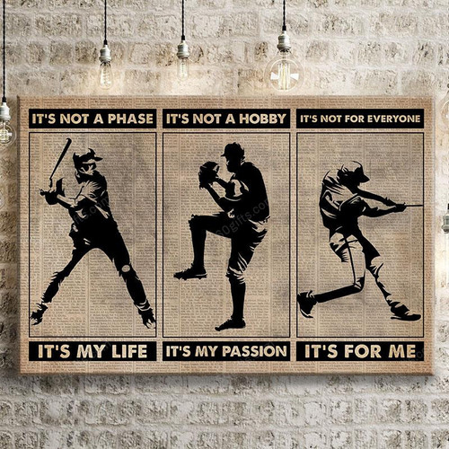 Personalized Graduation Gifts Baseball It's Not A Phase Vintage Art Print - Customized Canvas Print Wall Art Home Decor