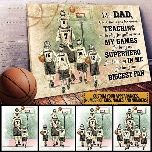 Personalized Father's Day Gifts Basketball Dear Dad From Child Thank You - Customized Canvas Print Wall Art Home Decor