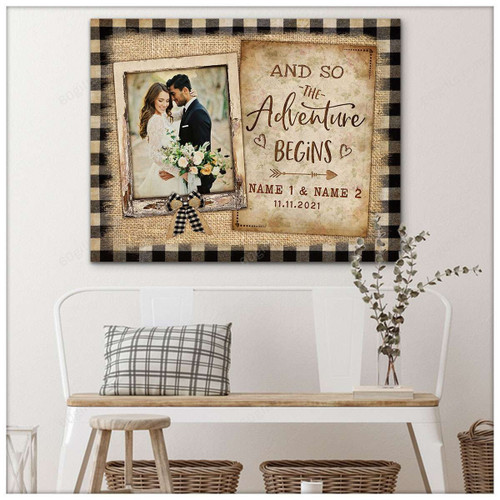 Personalized Couple Photo And Name Valentine's Day Gifts Anniversary Wedding Present And So - Customized Canvas Print Wall Art