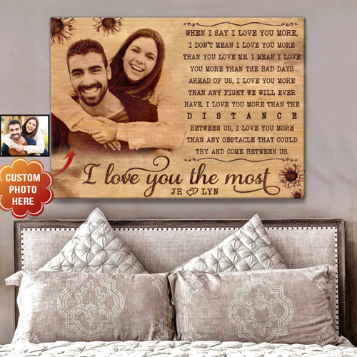 Personalized Couple Photo And Name Valentine's Day Gifts Anniversary Wedding Present The Most - Customized Canvas Print Wall Art