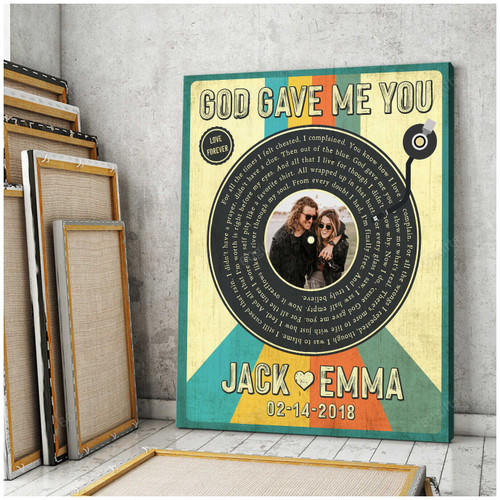 Personalized Couple Photo And Name Valentine's Day Gifts Anniversary Wedding Present God Gave Me You - Customized Canvas Print Wall Art