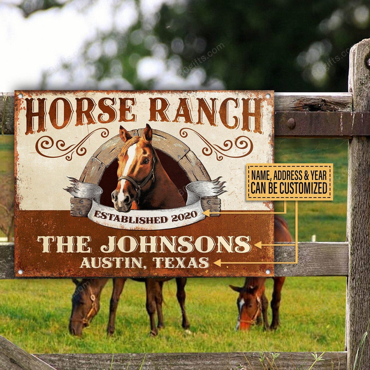 Horse Ranch Personalized Classic Metal Signs - Custom Outdoor Home Decor