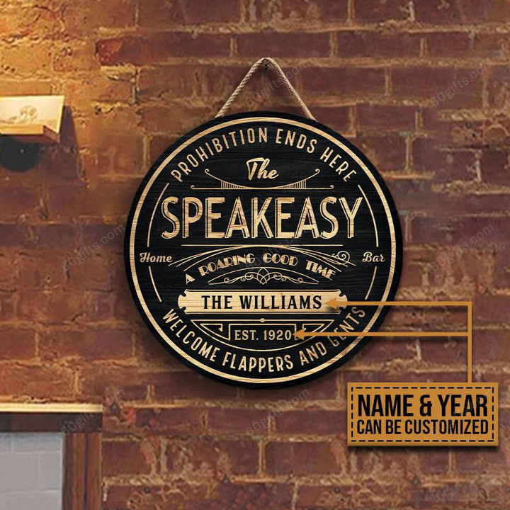 Home Bar The Speakeasy Personalized Wood Circle Sign Customized Home Decor