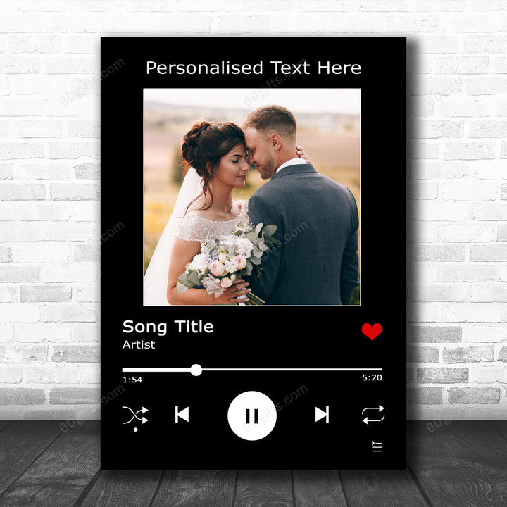 Customized Anniversary Gift Black Your Photo Spotify Music Any Song Lyric Art Print  - Personalized Canvas Print Wall Art Home Decor