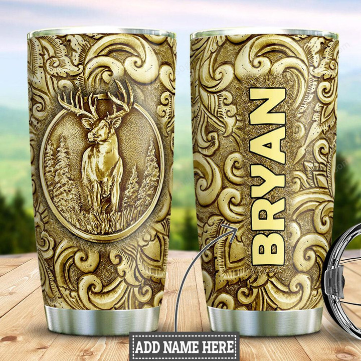 Personalized Gift Deer Golden Style Customized Stainless Steel Tumbler