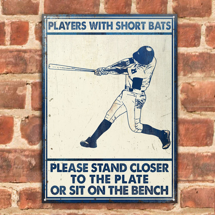 Baseball Players Short Bats Personalized Classic Metal Signs - Custom Outdoor Home Decor