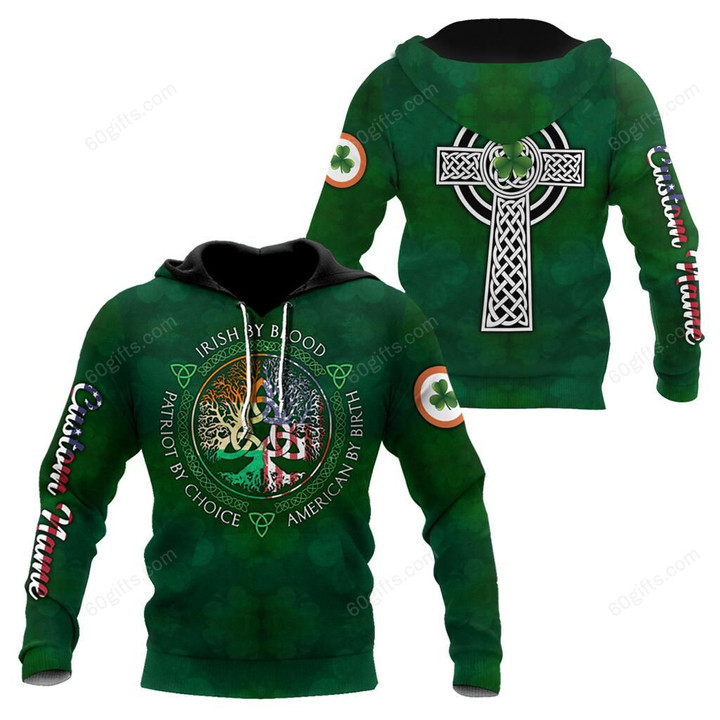 St Patrick's Day 3d Hoodie, Zip Hoodie, Hoodie Dress, Sweatshirt Customized Irish By Blood All Over Print
