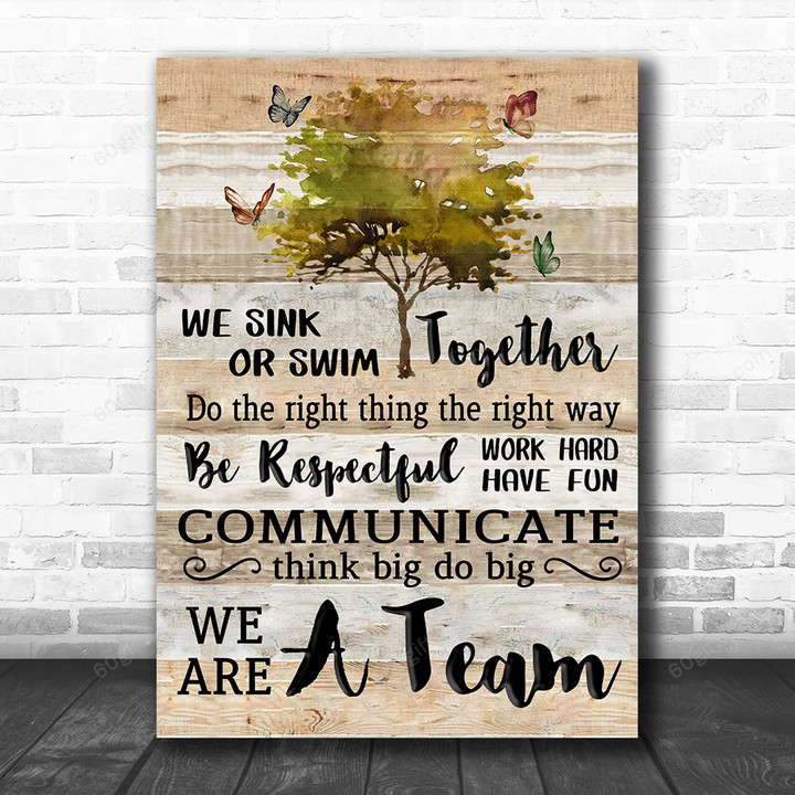 Inspirational & Motivational Wall Art Housewarming Gift Together We Are A Team - Butterfly Canvas Print Home Decor