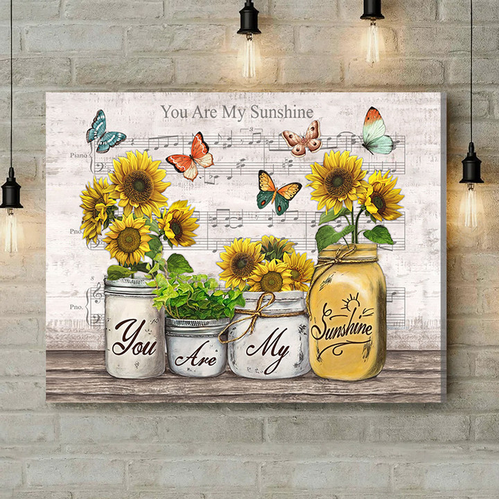 Inspirational & Motivational Wall Art Housewarming Gift You Are My Sunshine - Butterfly Canvas Print Home Decor