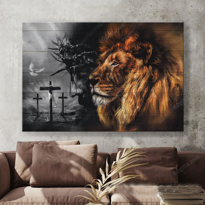 Inspirational & Motivational Wall Art Housewarming Gift Black And White Lion - Jesus Canvas Print Home Decor