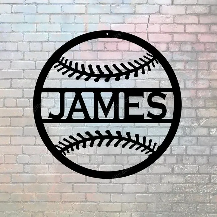 Best Customized Name Housewarming Gifts Baseball Cut Metal Sign - Personalized Wall Metal Art Home Decor
