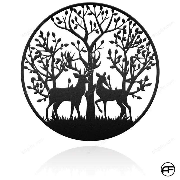 Best Mother's Day, Father's Day Gifts Mom And Child Deer In Forest Hunting Cut Metal Sign - Classic Metal Wall Art Home Decor