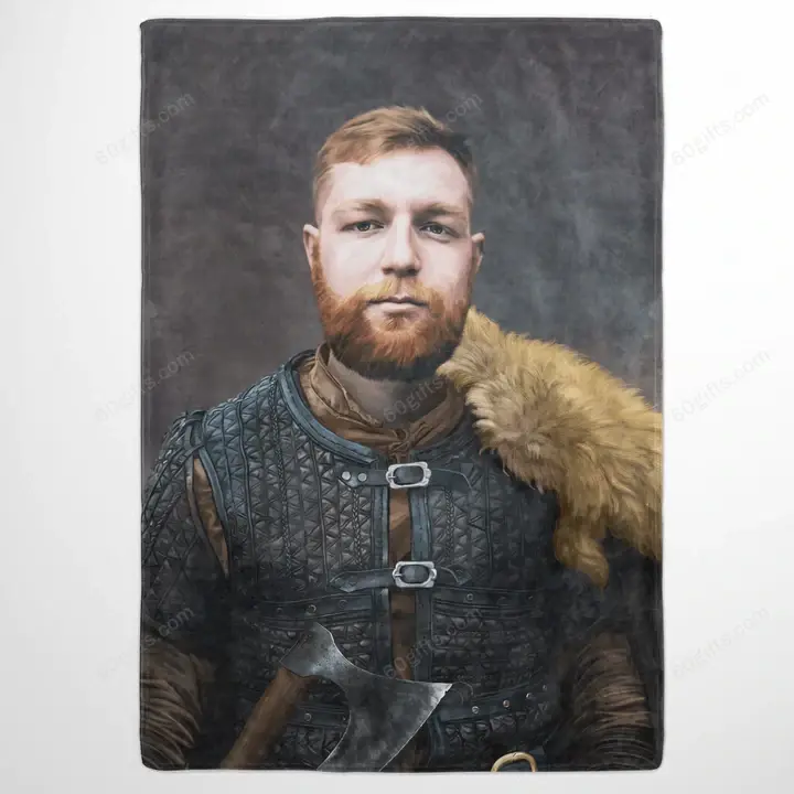 Customized Photo Blanket Gift For Father's Day, Mother's Day, Birthday Gift The Viking Leader - Personalized Fleece Blanket