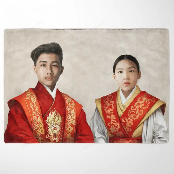 Customized Photo Blanket Gift For Father's Day, Mother's Day, Birthday Gift The Asian Rulers - Personalized Fleece Blanket