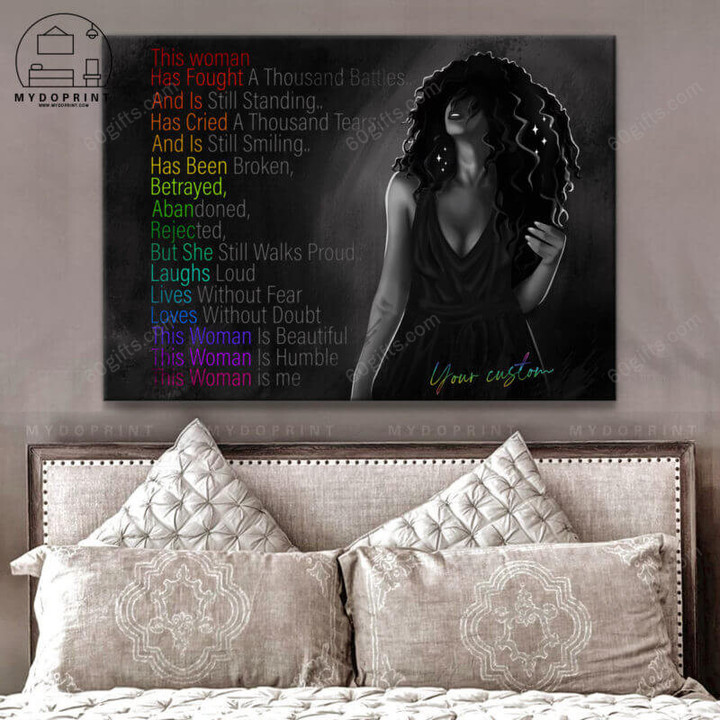 Best Customized Inspirational & Motivational Wall Art Father's Day, Mother's Day, Birthday Gift - Black Woman Personalized Canvas Print Home Decor