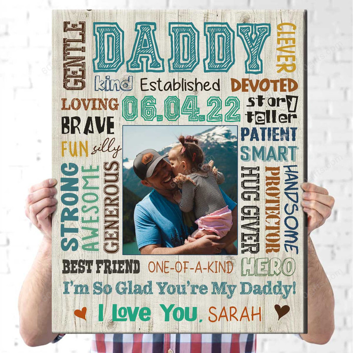 Customized Photo & Name Happy Father's Day, Birthday Gift From Daughter, From Son - Personalized Canvas Print Home Decor