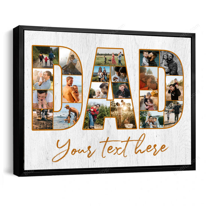 Happy Father's Day Customized Name & Photo Collage Canvas Birthday Gift, Family Gift Ideas - Personalized Canvas Print Wall Art Home Decor
