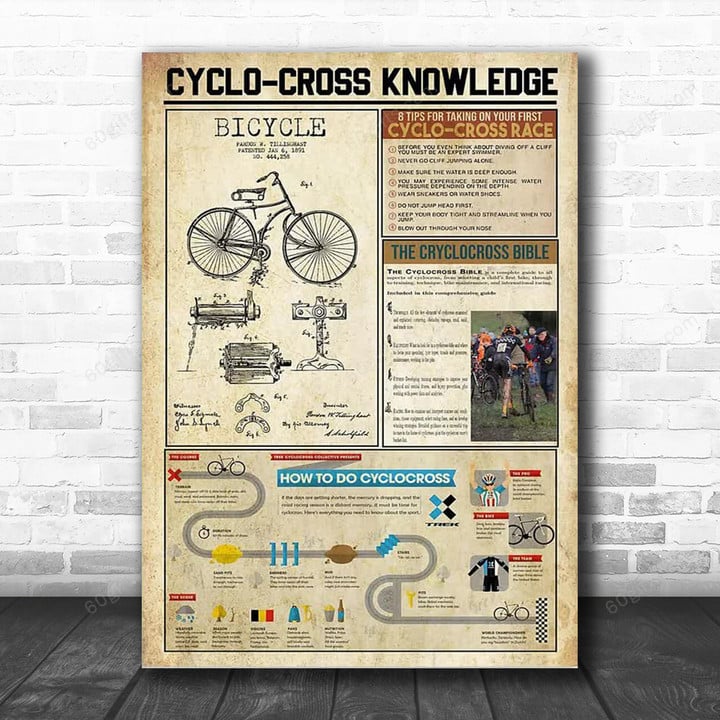 Inspirational & Motivational Wall Art Father's Day, Birthday Gift For Dad Cyclo-cross Knowledge Vintage - Canvas Print Home Decor