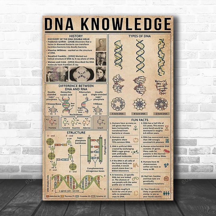 Inspirational & Motivational Wall Art Father's Day, Birthday Gift For Dad DNA Knowledge Vintage - Canvas Print Home Decor