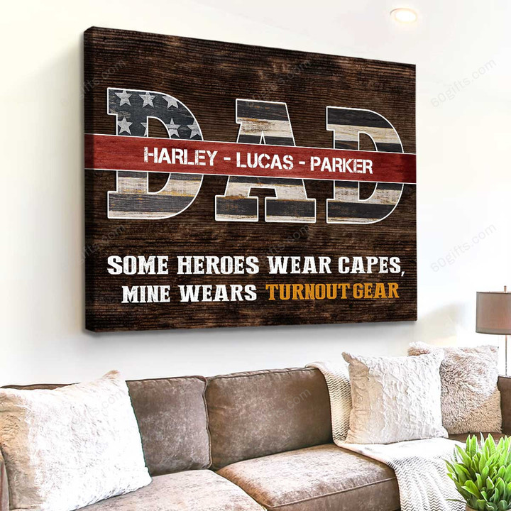 Customized Name Happy Father's Day, Mother's Day, Birthday Gift, Unique Firefighter Gifts For Dad - Personalized Canvas Print Home Decor