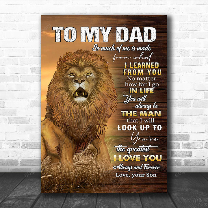 Custom Name Happy Father's Day, Mother's Day, Birthday Gift, Unique Gift For Parent From Kids - Personalized Lion Dad Canvas Print Home Decor