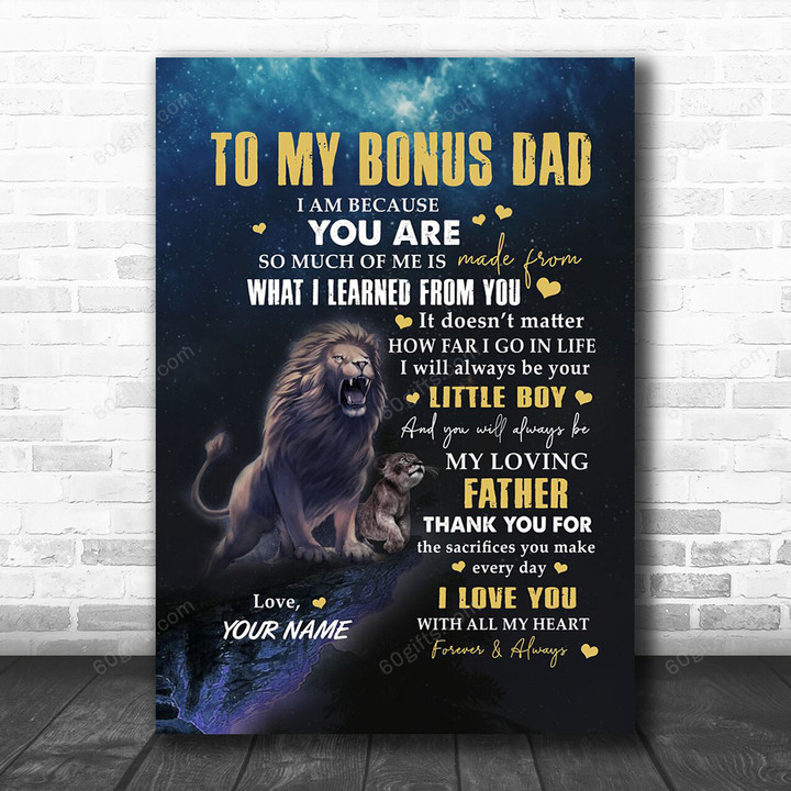 Customized Name Happy Father's Day, Mother's Day, Birthday Gift, Unique Gift For Bonus Dad From Kids - Personalized Lion Dad Canvas Print Home Decor