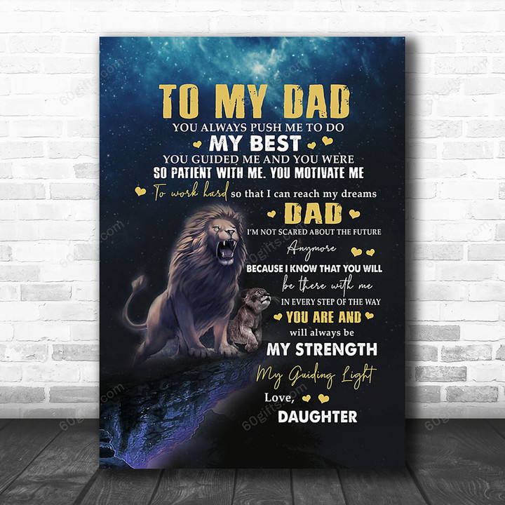 Customized Name Happy Father's Day, Mother's Day, Birthday Gift, Unique Gift For Dad From Kids - Personalized Lion Dad Canvas Print Home Decor
