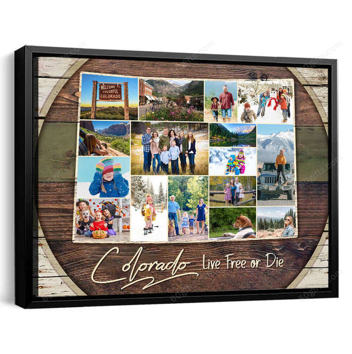 Customized Collage Photo, Colorado State Map Collage Canvas Birthday Gift, Family Gift Ideas - Personalized Canvas Print Wall Art Home Decor