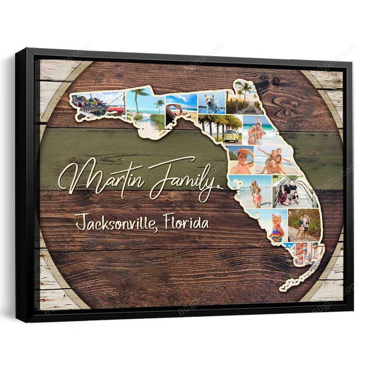 Customized Collage Photo, Florida State Map Collage Canvas Birthday Gift, Family Gift Ideas - Personalized Canvas Print Wall Art Home Decor