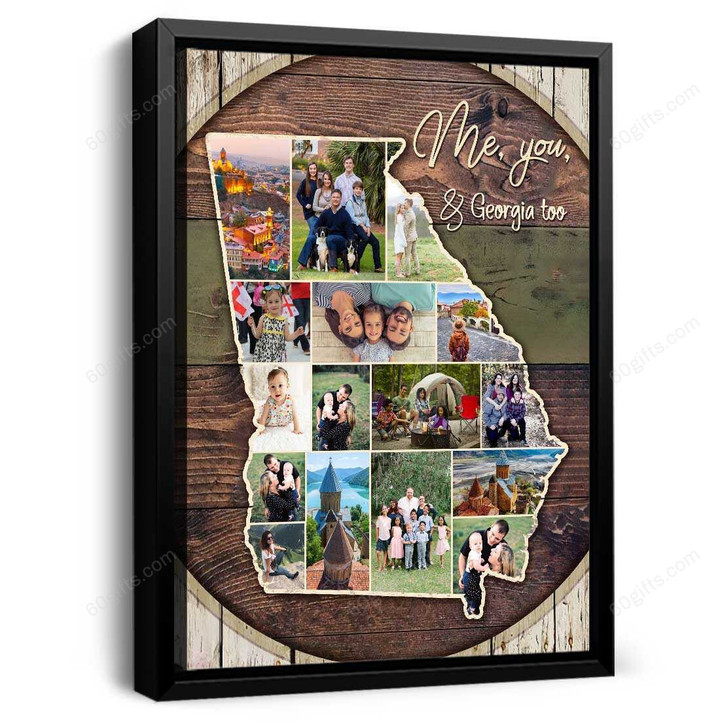 Customized Collage Photo, Georgia State Map Collage Canvas Birthday Gift, Family Gift Ideas - Personalized Canvas Print Wall Art Home Decor
