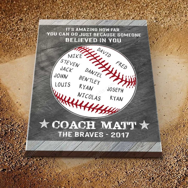 Customized Name Baseball Coach, Coach Appreciation Gift, Birthday Gift, Unique Gift For Coach - Personalized Canvas Print Home Decor