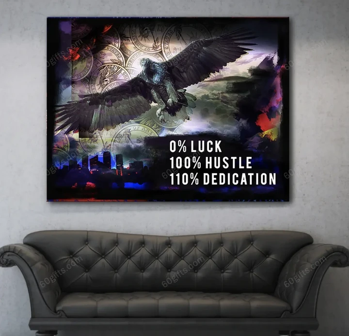 Inspirational & Motivational Wall Art, Business, Office Decor 100% Hustle And Dedication - Canvas Print Wall Decor