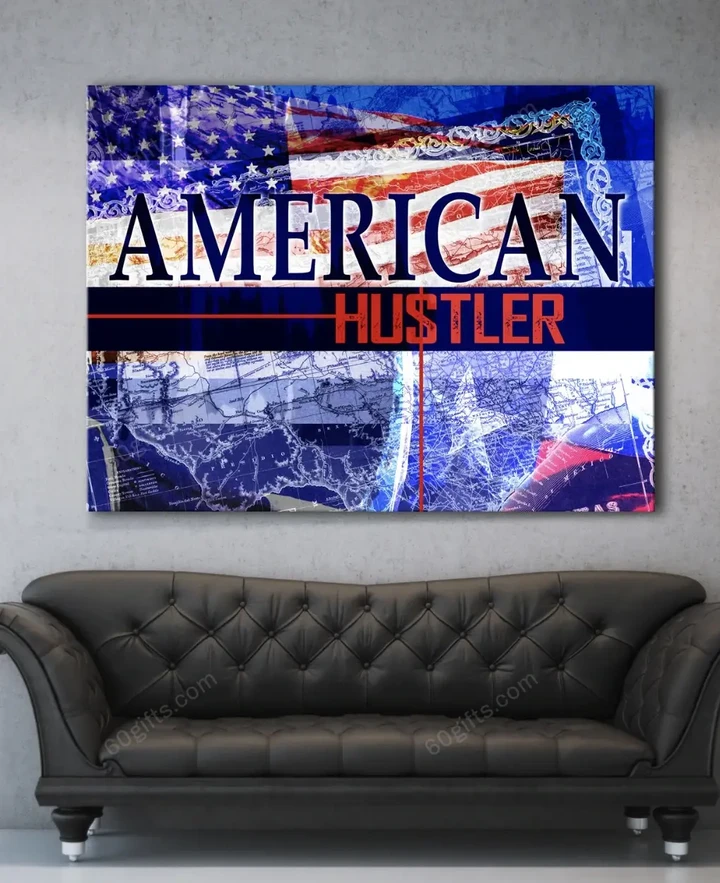 Inspirational & Motivational Wall Art, Business, Office Decor American Hustler Flag - Canvas Print Wall Decor