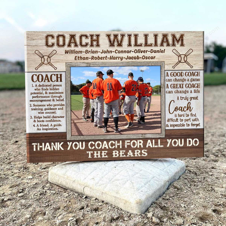 Customized Name Baseball Coach, Thank You Coach Appreciation Gift, Birthday Gift, Unique Gift For Coach - Personalized Canvas Print Home Decor