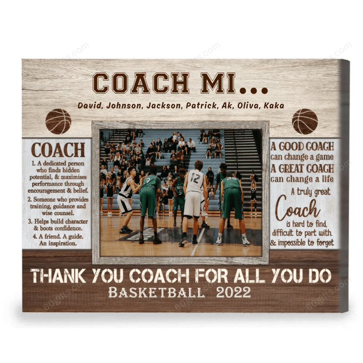 Customized Name Basketball Coach, Thank You Coach Appreciation Gift, Birthday Gift, Unique Gift For Coach - Personalized Canvas Print Home Decor