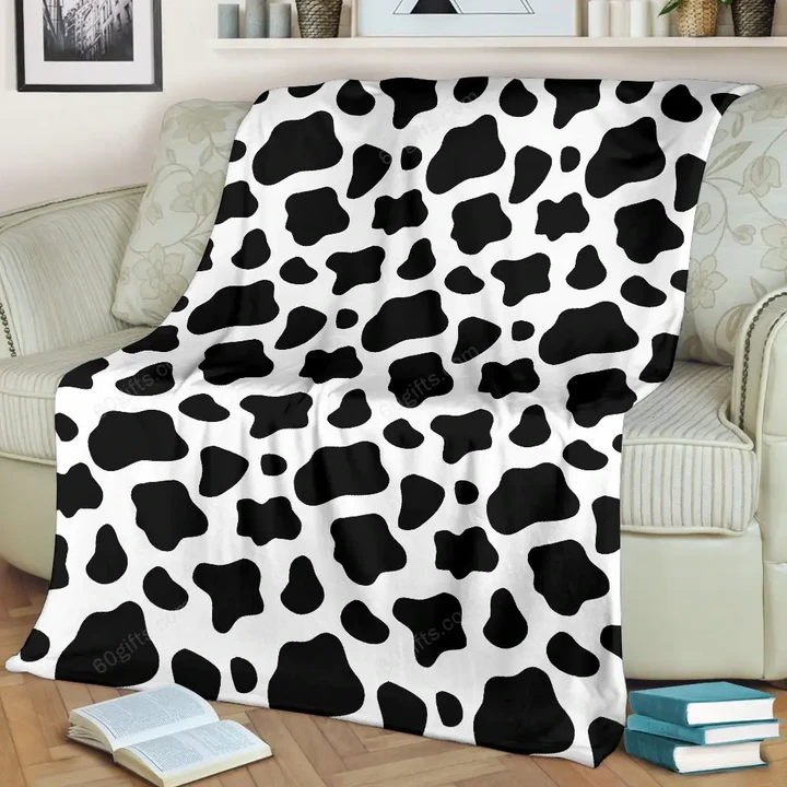 Happy Father's Day, Mother's Day, Birthday Gift 2022, Black And White Cow Print Fleece Blanket