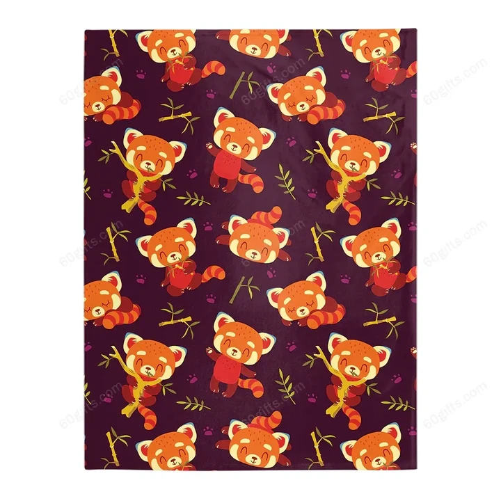 Happy Father's Day, Mother's Day, Birthday Gift 2022, Cute Cartoon Red Panda Pattern Print Fleece Blanket