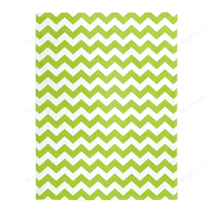 Happy Father's Day, Mother's Day, Birthday Gift 2022, Lime Green And White Chevron Print Fleece Blanket