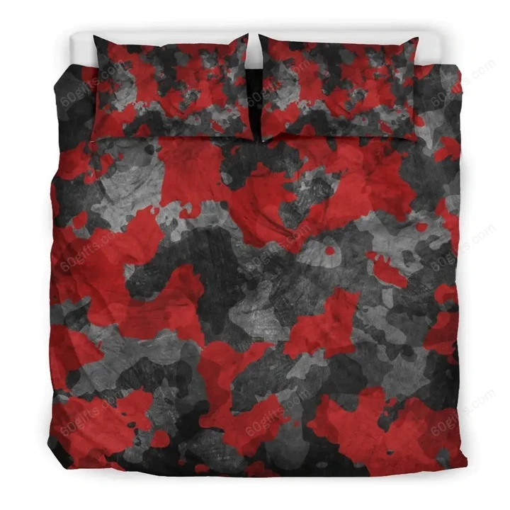 Black And Red Camouflage Print Bedding Set Best Birthday Gifts - Duvet Cover Bedding Set